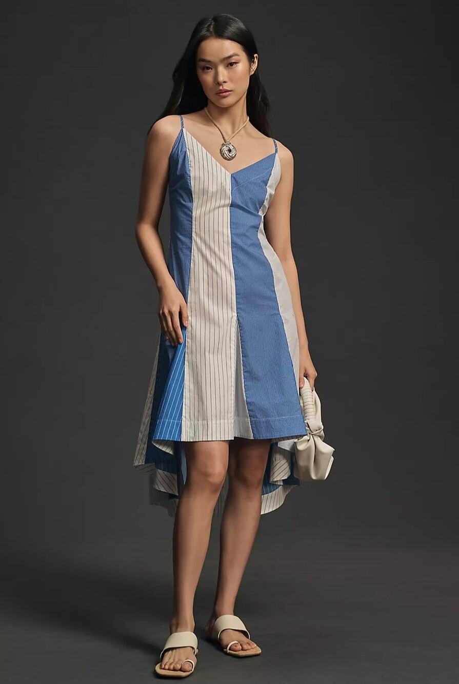 NWT Anthropologie Plenty by Tracy Reese V-Neck High-Low Dress $238 X-SMALL Blue